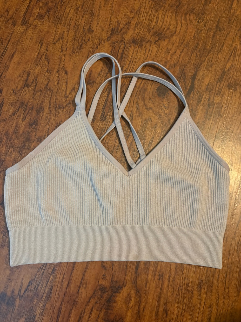 aerie Ribbed Strappy Bralette - Light Beige